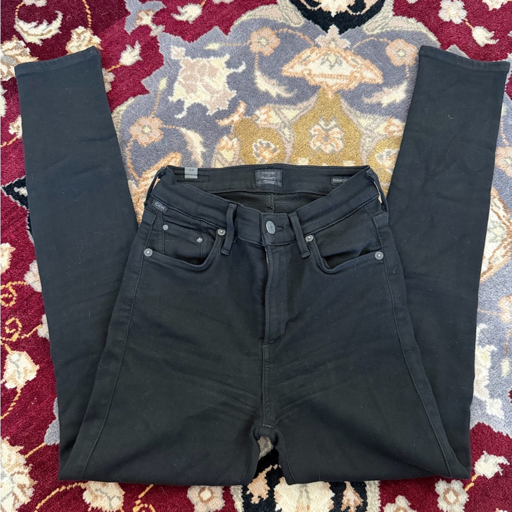 EUC Citizens Of Humanity Rocket Crop Skinny Black Skinny Jeans Sz 24